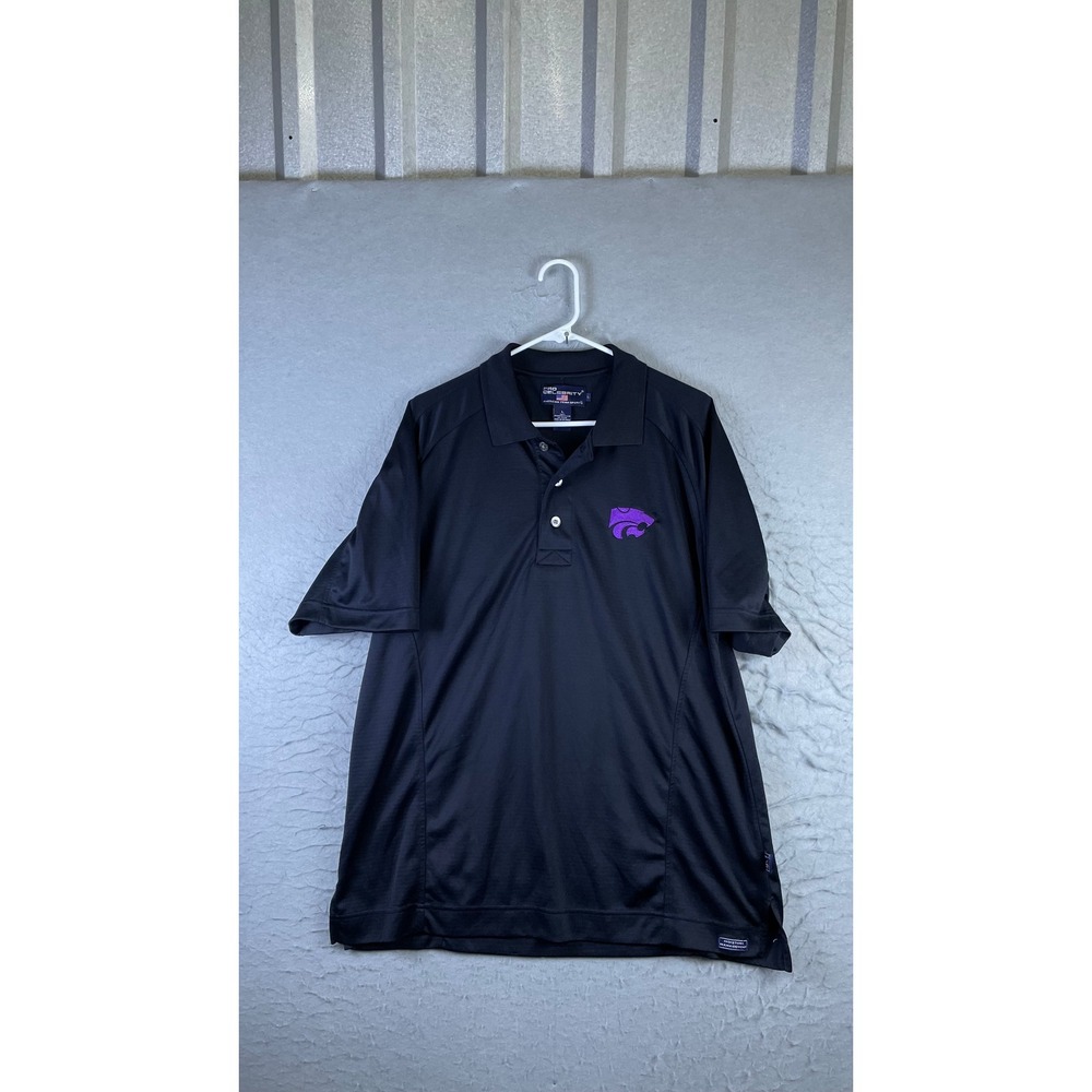 Pro Celebrity Polo Shirt Mens L Black Excellent K-State Wildcats Athletic Logo